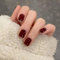 24pcs Short False Nails Burgundy Press on Nails Glitter Edge Wine Red Stick on Nail Removable Glue on Acrylic Fake Nail Tips Halloween Christmas Accessories & Gifts for Women Girls