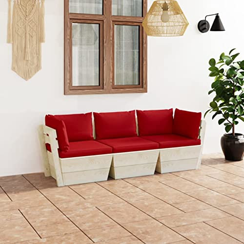 ShGaxin Garten-Palettensofa 3-Sitzer mit Kissen, Lounge Sofa Outdoor, Garten Loungemöbel, Gartensofa, Loungesofa, Gartencouch, Outdoor Möbel Sofa, Fichtenholz