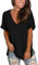 Voqeen Oversized T-Shirts for Women Tops Short Sleeve V Neck Basic Summer Tee Tops Ladies Solid Casual Loose Shirts Black