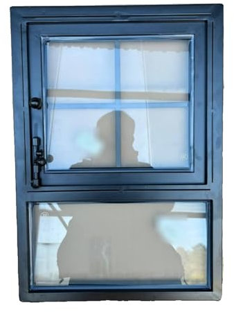 Generisch Maßgeschneiderte Konzessionsfenster for Lebensmittel, LKW-Servicefenster aus verzinktem Rohr, Verkaufsfenster mit gehärtetem Glas, mobiles Kellerfenster for Lebensmittel(50x100cm/20x39.4in)