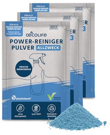 oecolife Allzweckreiniger Pulver, Power-Reiniger-Pulver, nachhaltiger Universalreiniger für Haushalt & Küche, Pulver für 3x500 ml Flüssigreiniger, plastikfrei & biologisch abbaubar, Nachfüllpack