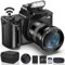 Fotocamera digitale 5K per fotografia, 80 MP, WiFi Vlogging, fotocamera per YouTube One-Touch Macro, videocamera UHD con messa a fuoco automatica con touch screen da 4, zoom digitale 18x, paraluce