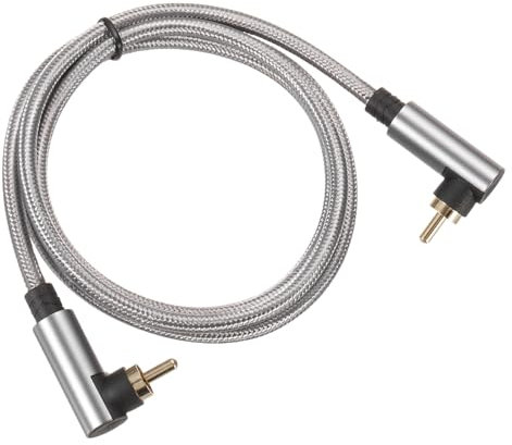 DMiotech 90 Degree RCA Cable 3.3ft, RCA Right Subwoofer Cable Digital Coaxial Stereo Audio Cord for Home Theater, HDTV, Speakers, Amplifiers