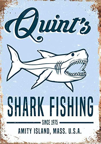 Oudrspo Vintage Jaws Sommer Poster Metall Aluminium Blechschild 8x6 Zoll Wanddekoration
