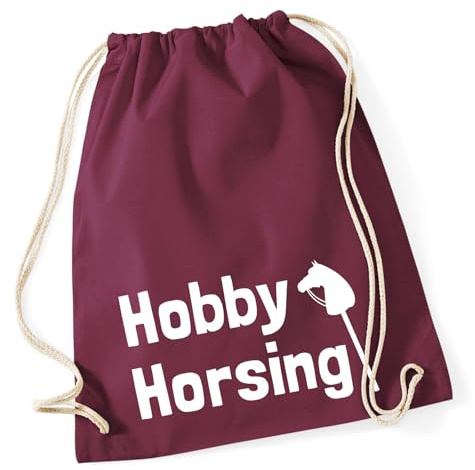 Huuraa Turnbeutel Hobby Horsing Steckenpferd 12 Liter Burgundy Baumwolle Rucksack Geschenkidee
