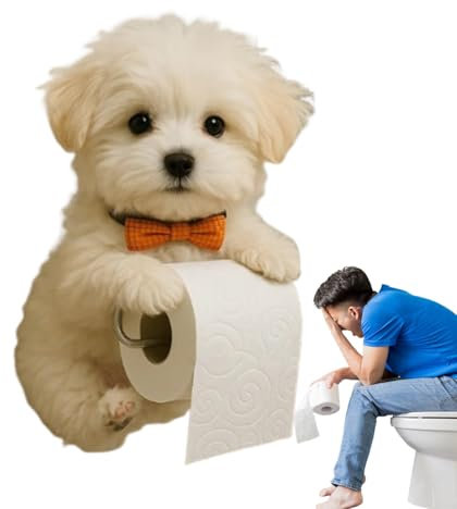 Dog Toilet Roll Holder Wall Mounted Resin Toilet Paper Holder,Funny Toilet Roll Holder Waterproof Tissue Holder For Bathroom Tissue Paper Roll Storage - Cute Bathroom Decor