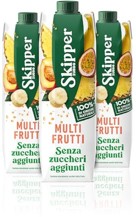 Zuegg Skipper Succo di Frutta Multifrutti Senza Zuccheri Aggiunti, Bevanda a Base di Puree e Succhi di Frutta, Senza Glutine, Contenuto 55% Frutta (3x1L)