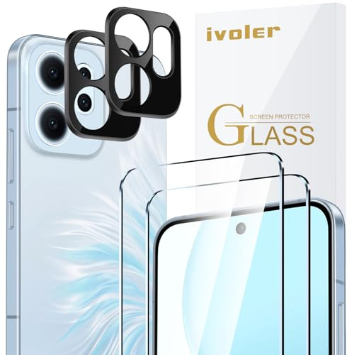 ivoler 2 Piezas Cristal Vidrio Templado Protector de Pantalla para OPPO Reno 14 FS 5G / OPPO Reno 14F 5G, con 2 Piezas Protector de Lente de Cámara, 9H Dureza, Antiarañazos, Sin Burbujas