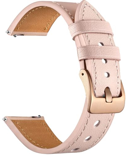 Aurrain 18mm Cinturino in pelle genuina adatto per Garmin Vivoactive 4S/3S/Venu 2S/3S/Fossil/Women's Gen 5E/6 42mm, Cinturino da orologio sostitutivo unisex in pelle genuina con sgancio rapido.