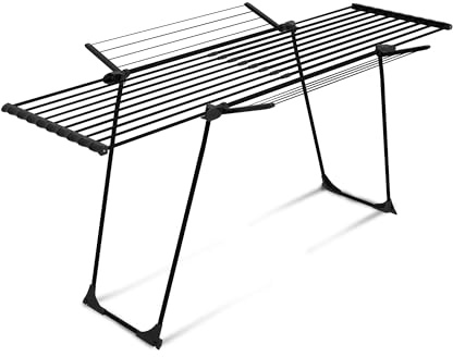 CasaSi® CasaFlex Ultra – Teleskop Wäscheständer 28m – ausziehbar & platzsparend – Wäscheständer Schwarz aus legiertem Stahl für Kleidung, Bettwäsche und Handtücher