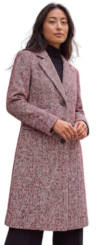 Roman Petite Herringbone Smart Coat for Women UK - Ladies Everyday Autumn Winter Collar & Revere Comfy Soft Evening Vacation Work Party Night Out