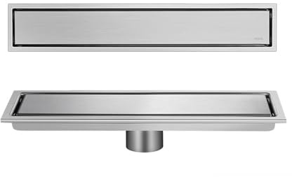 Desagüe de Ducha Lineal Canaleta de Acero Inoxidable, Drenaje Rectangular con Cubierta Extraíble y Canal Lineal de Drenaje Rápido para Cocina,Baño,Ducha,Garaje y Só(Size:10x40cm,Color:Plata cepillada)