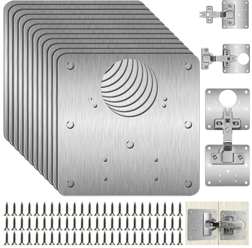12Pcs Hinge Repair Plate, Kitchen Cupboard Cabinets Door Hinge Repair Plate