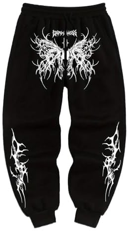 acsewater Pantaloni da Tuta Y2k per Uomo e Donna Jogging Hip-Hop con Coulisse Pantaloni gotici con Stampa Grafica