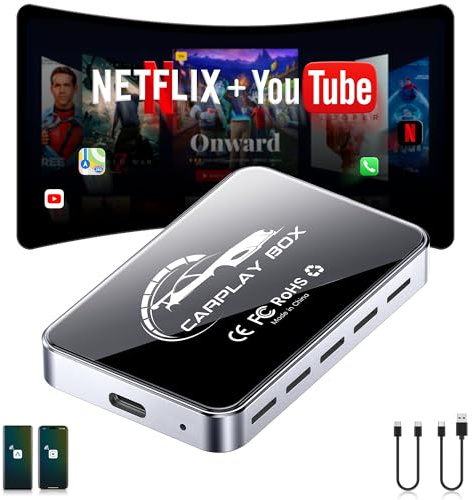 Jzones Wireless Carplay Adapter UK, USB Plug & Play for CarPlay & Android Auto, Dual-Band WiFi, 4K Video Support, Compatible with iPhone 7+/iOS 10+ & Android 11+, No Vehicle Modification Needed