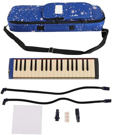 37-Tasten-Melodica-Instrument, Melodica-Luftklavier mit zwei weichen Schläuchen und 2 Mundstücken, komplettes Anfänger-Musikset inklusive Tragetasche für Schüler und
