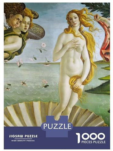 1000-teiliges Puzzle für Erwachsene, Geburt der Venus, Botticelli-Puzzle für Erwachsene, Entspannungsspiele, Stressabbau, Geburtstag und einzigartige Geschenke, 38 x 26 cm, 1000 Teile
