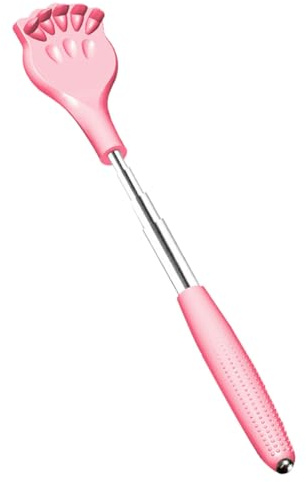 TEMPNAP Rascador de Espalda y Masaje Corporal Rosa de Plástico Portátil Mango Extensible para Aliviar la Picazón o