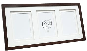 Deknudt Frames Galerierahmen mit doppeltem Passepartout -Braun - S65KQ3 für 3 Bilder Bildgröße 13x18cm - Bilderrahmen Holz MDF - Bilder aufhängen oder ausstellen
