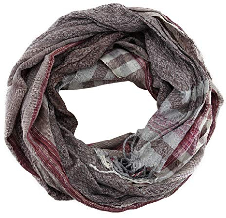 Schal in rot bordeaux beige creme gestreift mit Fransen - Gr. 170 x 50 cm