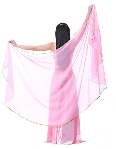 Calcifer Chiffon, halbrund, Bauchtanz-Schal, Schleier, Zubehör für Damen, professionelle Tänzerin, Rosa, 250 x 120 cm, rose, M