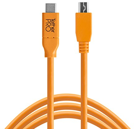 Tether Tools CUC2415-ORG câble USB 4,6 m USB 2.0 USB C Mini-USB B Orange