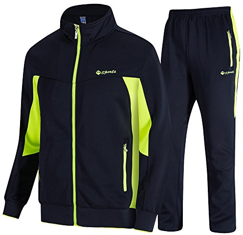 donhobo Herren Jogginganzug Trainingsanzug Sportanzug Fußball Sporthose Hoodie Hose für Gym Warm Tracksuit(02Grün,XL)