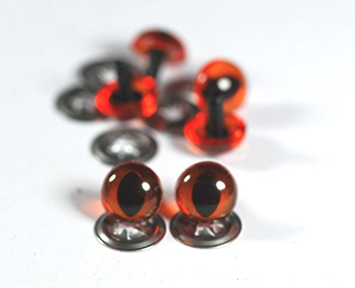 celloexpress 12mm Amber Cats Eyes with Metal Backs (Pack of 3 Pairs) | Crystal Safety Eyes with Metal Backs Soft Toy Teddy Bear Animal Making