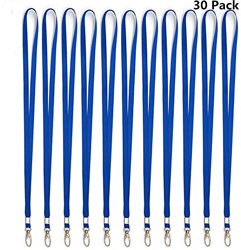 Lanyard Keychain 30 Pack Lanyard 10 mm with Carabiner Key Chain for Children Slip ID Credit Card Case Handy Car Blue 85 Cm