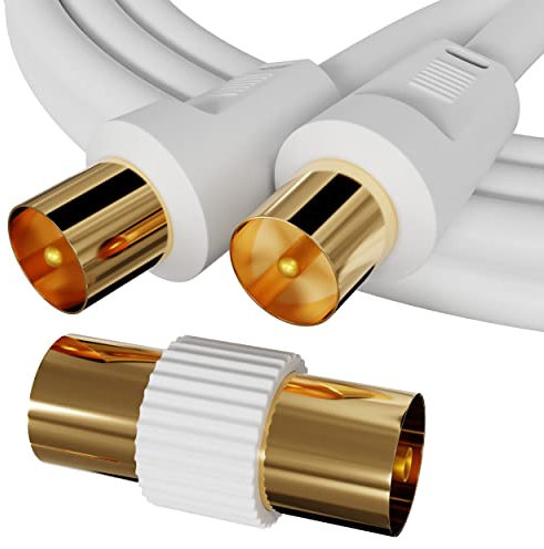 ConnectingU White 20m TV Aerial Cable Male to Male with Female to Female Coupler