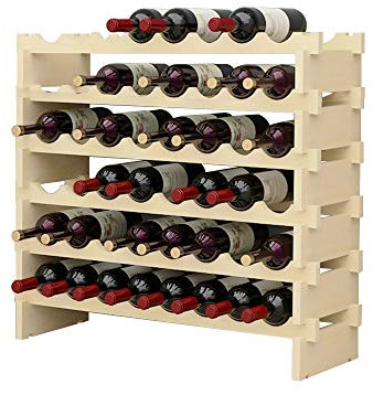 DlandHome Weinregal Holz Stapelbar Weinregale aus Holz mit 6 Ebenen für 48 Flaschen weinregal Holz flaschenregal für Bar, Küche, Esszimmer 90x30x81cm