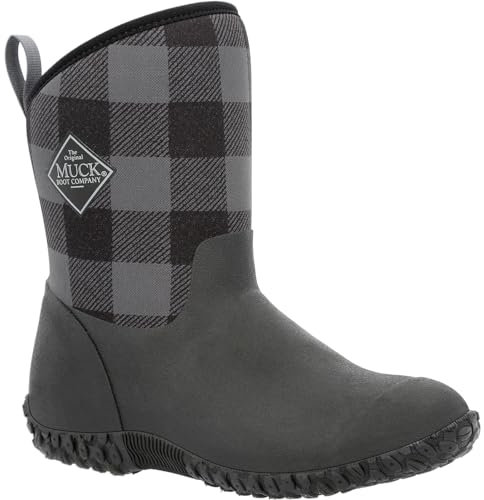 Muck Boots Women's Muckster II Mid Pull on Waterproof Mid Boot, Black Plaid, 4