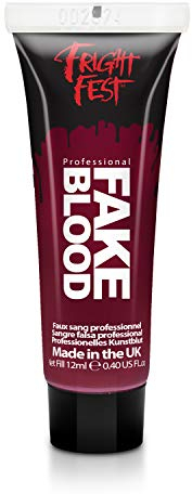 Fright Fest Fake Blood Gel 12 ml SFX Maquillage parfait avec le sang du visage, le latex liquide, la peinture du visage noire, la cire des cicatrices et la gomme à l’alcool