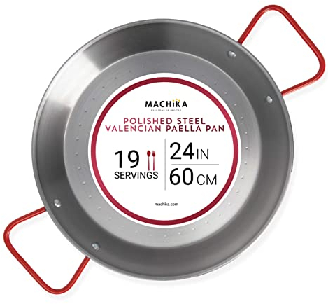 Machika - Padella per paella in acciaio lucido, 38 cm 24 in - 60 cm - 19 Servings