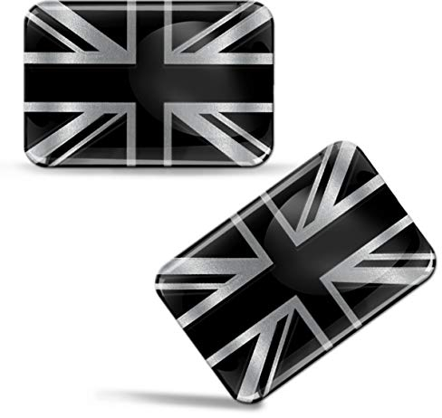 Biomar Labs® 2 x Aufkleber 3D Gel Silikon Silber Stickers England UK Grossbritannien Flag Flagge Fahne Auto Motorrad Fahrrad Fenster Tür PC Handy Tablet Laptop F 125
