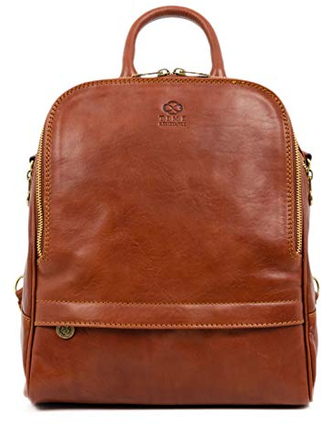 Time Resistance Damen und Herren Rucksack aus Leder - Umwandelbar zu Schultertasche - 100% Lederrucksack - Vintage Rucksack Damen