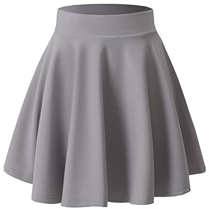 Hoerev Frauen Mädchen Ausgestellter Lässiger Mini Schule Tennis Skater Lässiger Tanzrock,Grau,L