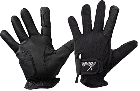 XDrum DGL-5F Schlagzeug Handschuhe Größe L - Drummer Handschuhe für Herren - Mit langen Fingern - aus weichem Leder - Mesh Außenseite - Schwarz