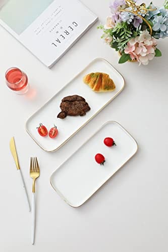 Zellerfeld Trendmax 2-teilig Service Platte Teller aus Porzellan für Steak, Essservice Dinner Geschirr eckig
