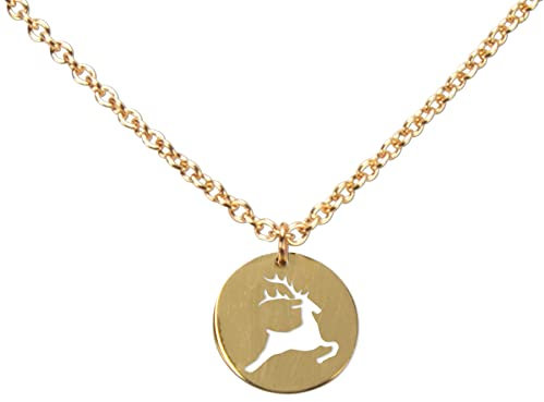 DAHEIM Halskette Hirsch - filigrane Kette Rentier mit Geweih für Damen und Frauen, Heimat-Schmuck Tracht aus Edelstahl (vergoldet) DHK299