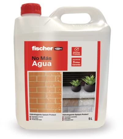 fischer - Impermeabilizante Hidrofugante | Protección Hidrófuga con Resinas Organosiloxanas | Resistente a Rayos UV y Humedad | Ideal para Hormigón, Piedra y Ladrillo | 5L | Transparente