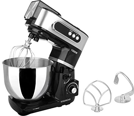 KASANOVA Robot Pâtissier Numérique 7 Litres 1500W, Robot Pâtissier Professionnel 6 Vitesses, avec Bol de 7L