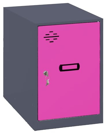 Simon Rack Simonlocker Kommode, klein, 475 x 400 x 500 mm, Amario aus Metall, mit Schlüssel, Anthrazit/Rosa