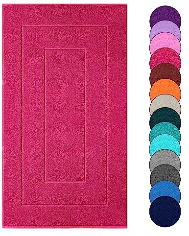Lashuma Badematte flauschig Rot – Rhabarber, London Badvorleger 50x90 cm