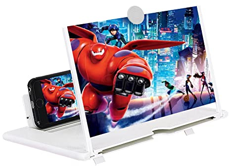 18 Lente di Ingrandimento, 3D HD Schermo del Telefono Phone Screen Magnisfier Ingrandimento per Telefono Pieghevole Cellulare Ingrandimento Video Amplificatore per Tutti Smartphone, Bianco