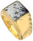 18K Yellow Gold Plated Solid 925 Sterling Silver Ring for Men, Natural Dendritic Opal 12MM Gemstone Signet Ring, Antique Handcrafted Jewelry
