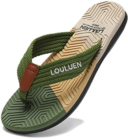 CELANDA Flip-On Zehentrenner Herren Flip Flops Badelatschen Strandschuhe Duschlatschen Freizeit Zehenstegpantolette Beach Sandalen,A Grün Gr.43