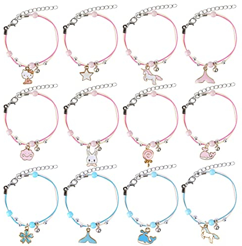 GWAWG 12 Stück Freundschaftsarmbänder für Mädchen, Kinder Schmuck Armbänder, Handgefertigte Geflochtene Armbänder für Geburtstagsfeierbevorzugungen