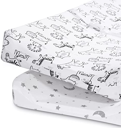 Beberoad 2er Pack Stubenwagen Bezug 81x46x15cm, Baby Matratzenschoner Spannbettlaken, Kinderwagen Matratzenbezug, Baby Spannbetttuch Stubenwagen, Spannbettlaken für Kinderbetten aus 100% Baumwolle