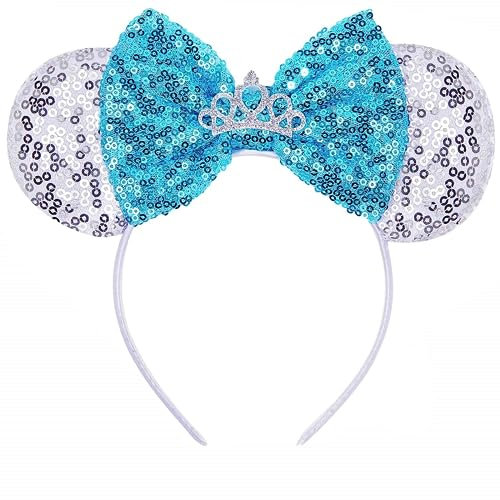 Siganorpy Serre-tête avec oreilles de souris et nœud à paillettes pour filles et femmes - Costume de princesse à paillettes - Décoration de fête de princesse - Costume de costumade pour filles et